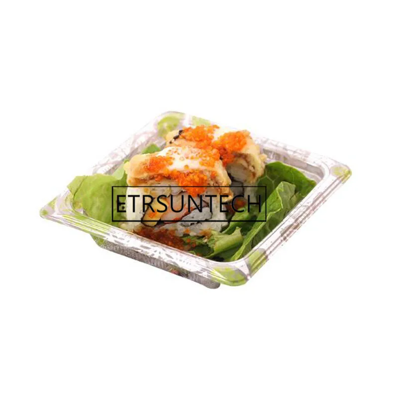 

400sets Transparent Printing Lunch Box Disposable Sushi Box Anti-fog Box Cover Anti-skid Japanese Sashimi Salmon Packing Box