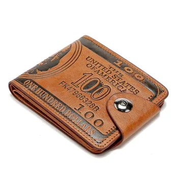 

Men Wallet Dollars Price Pattern Card Holder Wallet Male Purse Black Leather Money Bag Buckle Short Fashion Men Brifold Purse
