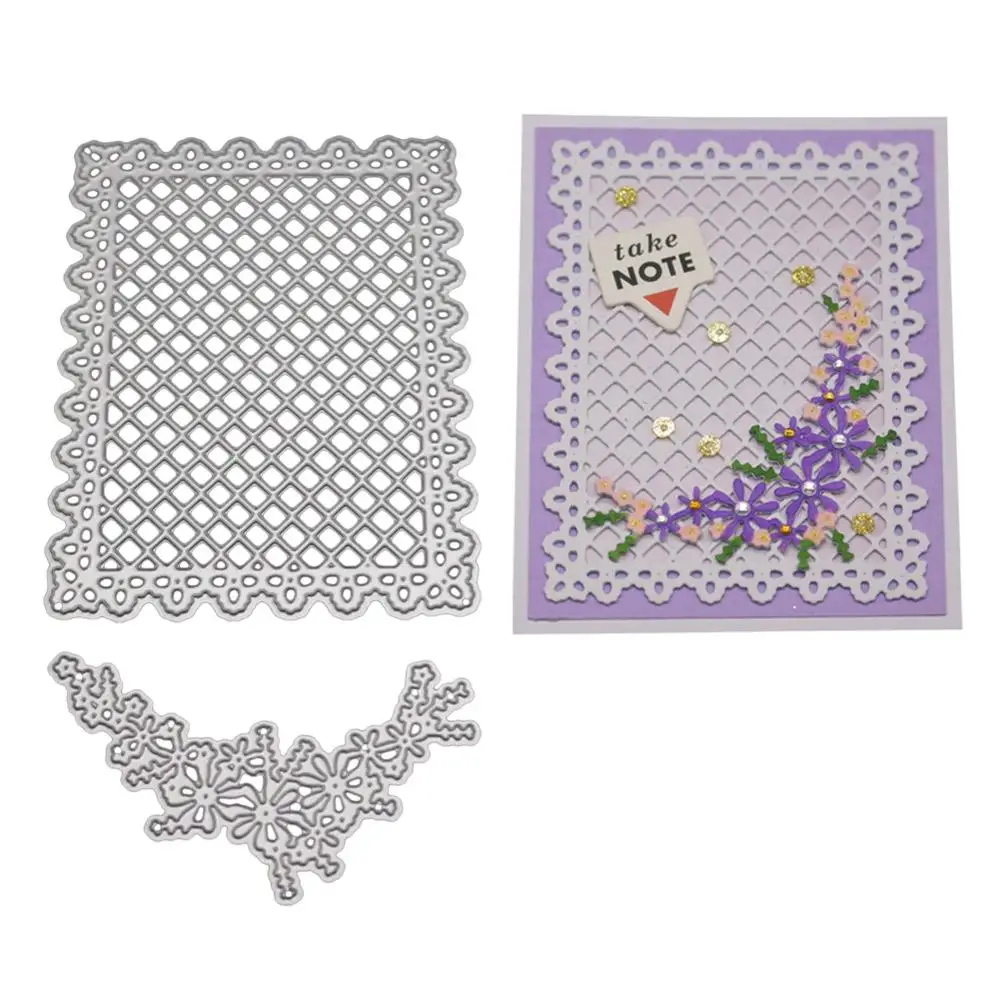 

Lace Rectangle Frame Metal Cutting Dies Flower Scrapbooking Album Paper DIY Card Decoration Craft Embossing Dies Cut 2019 New
