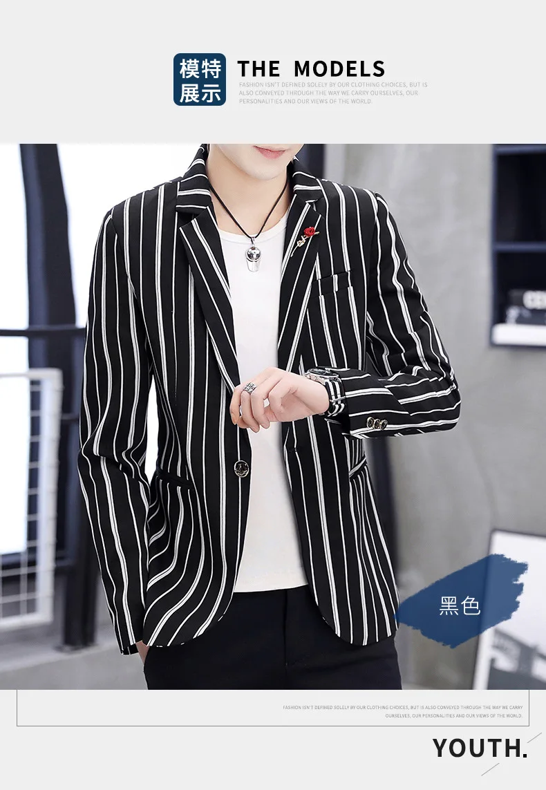 Zogaa New Spring Mens Blazer Fashion Slim Fit Business Smart Casual Stripe Suits& Blazers Veste Costume Homme