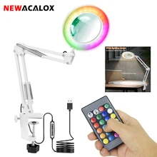 NEWACALOX – lampe LED colorée avec télécommande 7 RGB, avec loupe 5X, lumière de remplissage, lampe de fond pour photographie et vidéo 