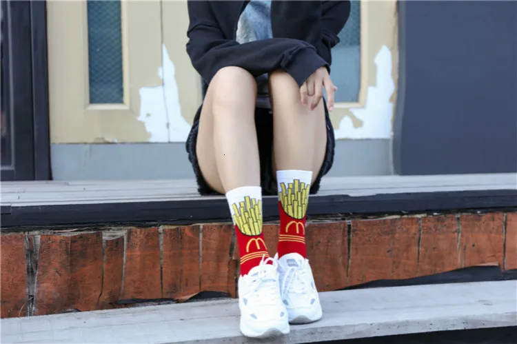 Woman Funny Short Happy Socks Women Cartoon Hamburger Harajuku Skarpetki Kawaii Meias Feminino Streetwear Chaussette Femme Sock