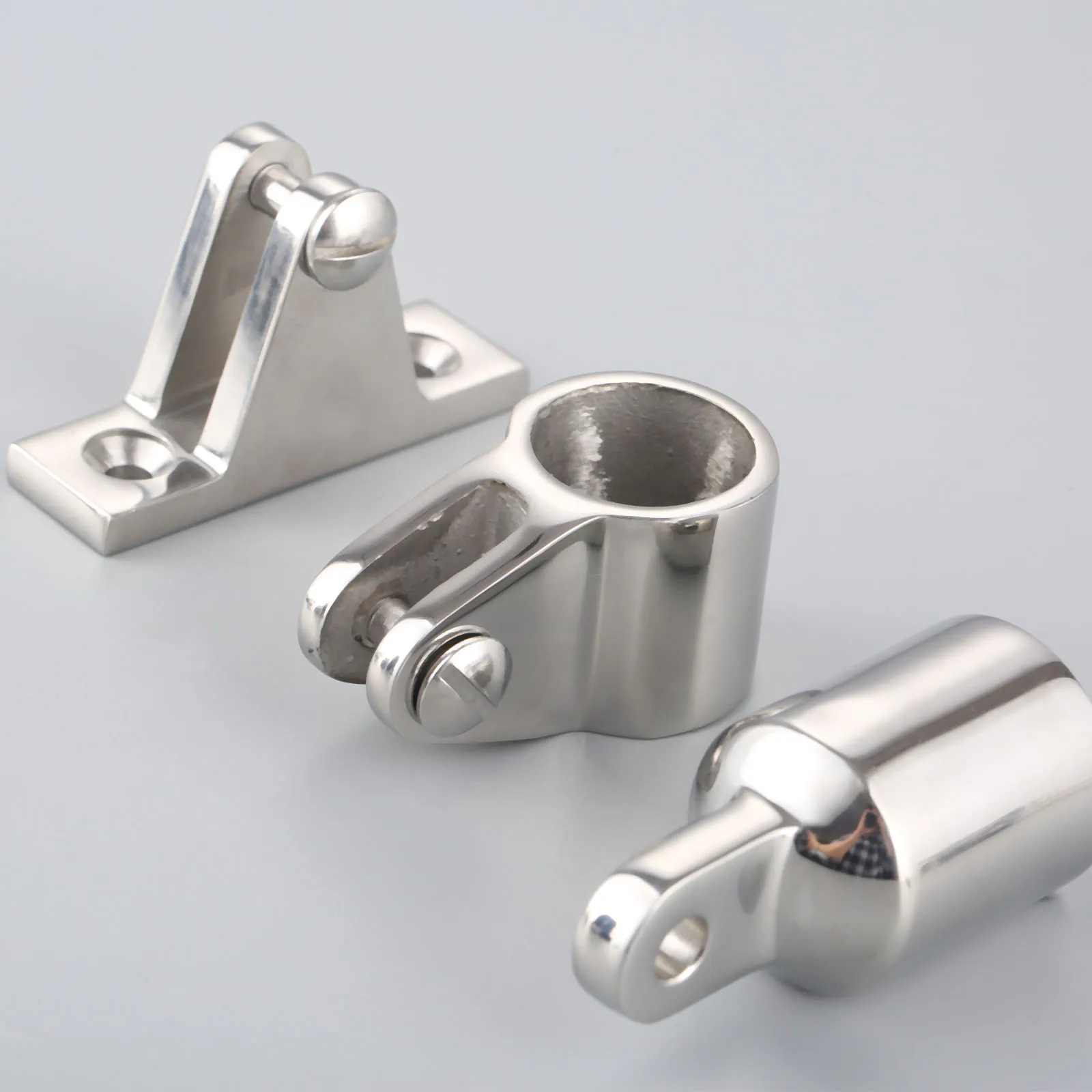 16Pcs Boats Marine 316 Stainless Steel Bimini Tops Hardware Fitting Set 4 Bow 22mm 7/8" (8 Eye Ends+6 Jaw Slides+2 Deck Hinges)