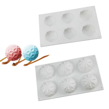 

DIY 6 Eco-friendly 3D Silicone Pudding Cake Chocolate Mould Fresh Baking Tools Diamond Model Kitchen Mousse Mold