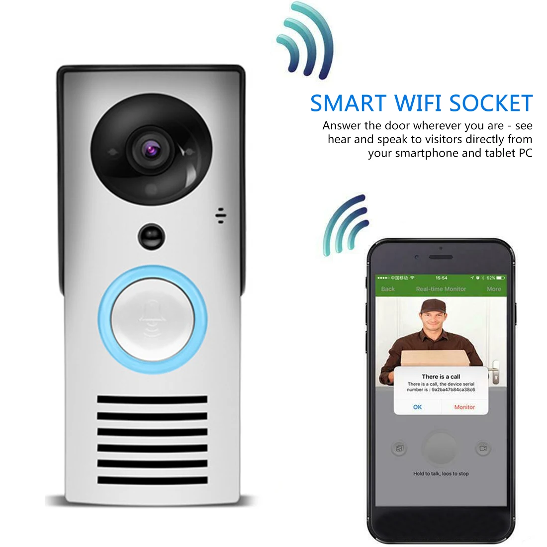 Wifi 720P видео дверной звонок беспроводной домофон монитор для умный звонок HD камера с датчиком движения аксессуар