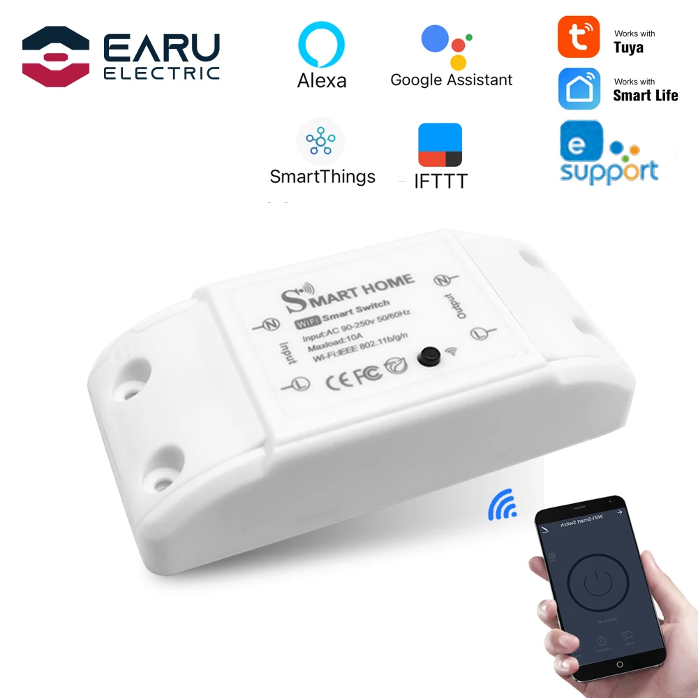 Smart Home Wifi Wireless Remote Switch Breaker Domotica LED Light Controller Module Alexa Google Smartlife Tuya eWelink APP |