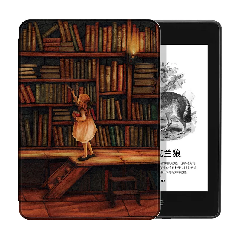 Library girl Магнитный смарт-чехол для Amazon New Kindle Paperwhite 4 10th Generation, выпуск Ereader PU кожаный Ультратонкий чехол - Цвет: Library girl
