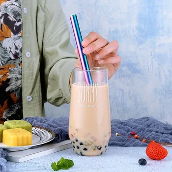 

20pcs, colorful stainless steel big straw, huge reusable straw for drinking, juice sucker reusable drinking straws, wholesale