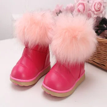 

Girls Snow Boots 2019 Winter Comfortable Thick Warm Kids Boots Thick Children Autumn Cute Boys Boots Princess Shoes Size 26-36