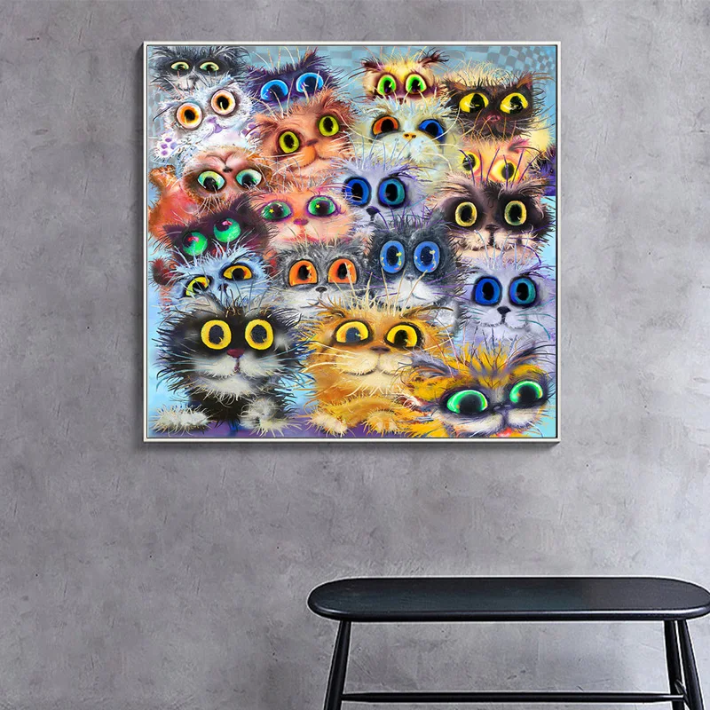 

Canvas Painting Colorful Cute Cats for Living Room Kids Room Decoration Wall Art Pictures Posters and Prints Photo Home Decor