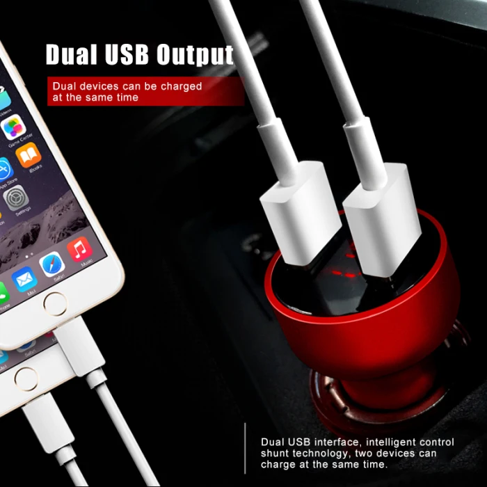 Быстрое Автомобильное зарядное устройство из алюминиевого сплава 2 usb порта с светодиодный вольтметр для смартфона автомобиля UY8