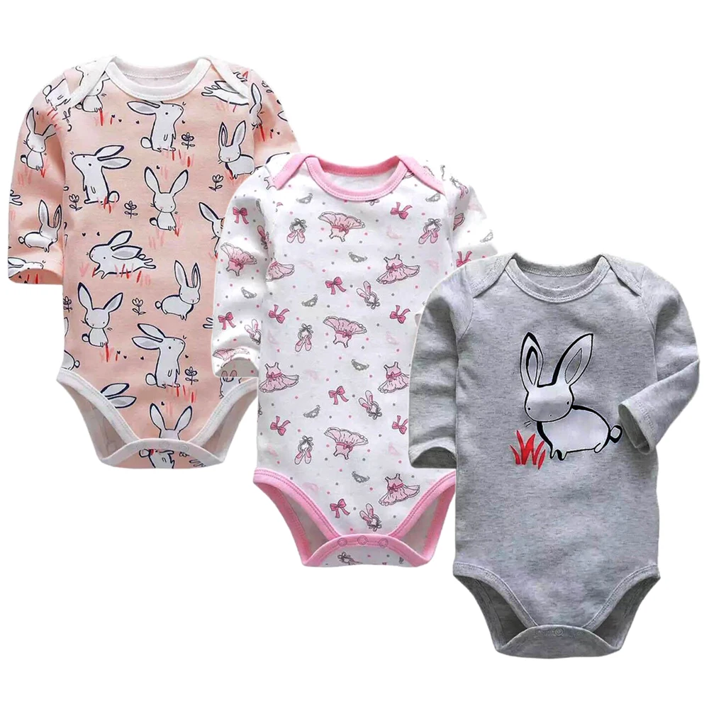 Одежда для новорожденных и малышей 3-24 месяцев, костюмы для девочек с длинными рукавами, 3 комплекта
