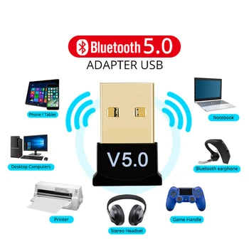 

New USB Bluetooth Adapters BT 5.0 USB Wireless Computer Adapter Audio Receiver Transmitter Dongles Laptop Earphone