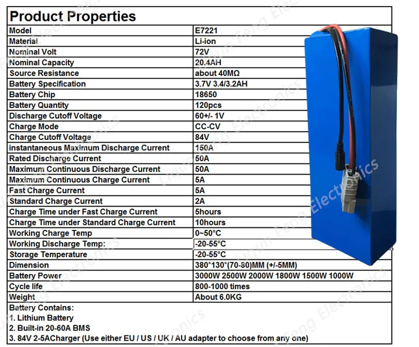 72V Батарея 72V 2000W 3000W электрический скутер Батарея 72V 20AH Электрический велосипед Батарея 72V 20AH литий Батарея Применение LG сотовый телефон