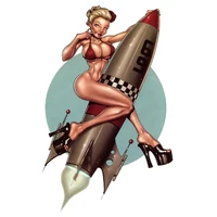 Bikini PINUP GIRL BIG LOVE ROCKET STICKER Fashion Vinyl francais DECAL
