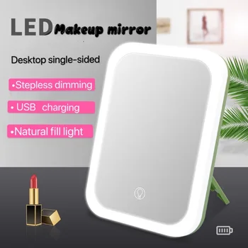

LED makeup mirror with light fill light dormitory desktop desktop dressing mirror folding single-sided portable small mirror usb