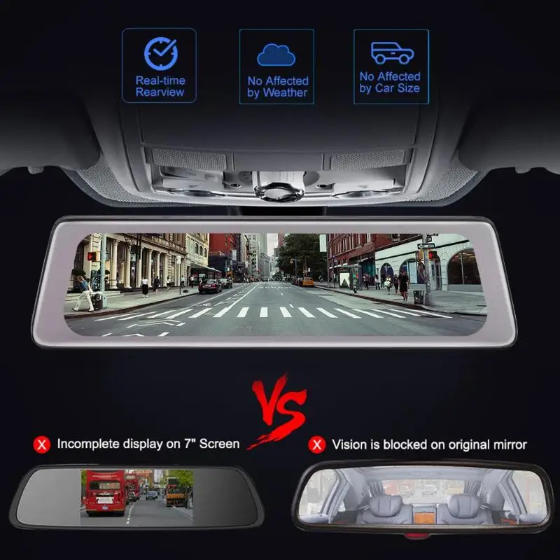 Phisung K5000 9,6" сенсорный экран Full HD 1080P Автомобильное зеркало заднего вида DVR Dashcam камера 140 градусов с двумя объективами ночного видения видеорегистратор