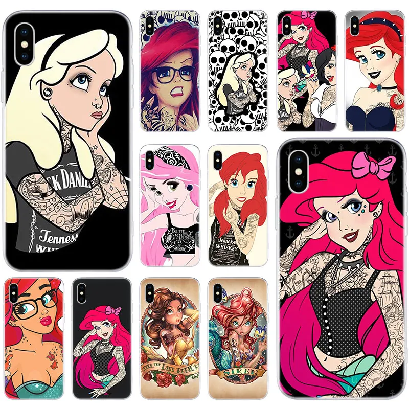 

Hot Anime cartoon tattoo princess Silicone Case for Apple iPhone 11 Pro XS MAX X XR 7 8 Plus 6 6s Plus 5 5S SE Fashion Cover