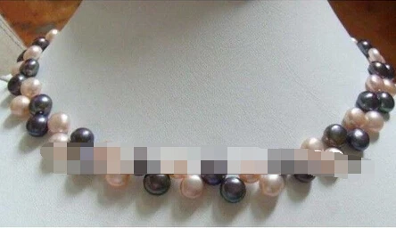 922 натуральный черный розовый плоский жемчуг застежка ожерелье 17"