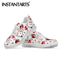 INSTANTARTS/весенняя обувь на плоской подошве для медсестры; женские кроссовки с милым мультяшным принтом; женская обувь на плоской подошве с дышащей сеткой