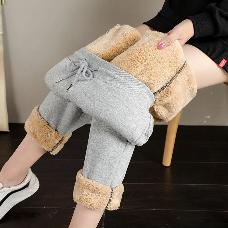 

2022 Women Pants Winter Thick Cashmere Sweatpants Warm Female Casual Pants Jogger Harem Pants Autumn Sprot Running Trousers
