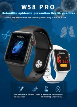 

W58pro intelligent Bracelet measure body temperature Waterproof 15 days long standby Heart rate Blood pressure Rate Call Message