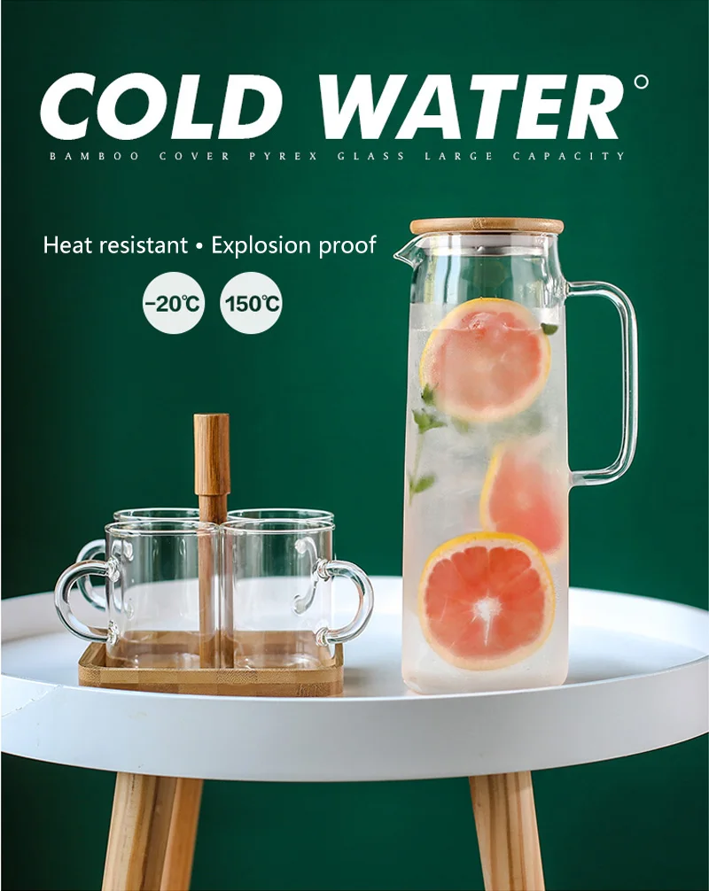 1L/1.2L холодной Стекло бутылка для воды емкость-чайник Прозрачный Большой Емкость термостойкие стакана воды кастрюля с ручкой из чайник кувшины