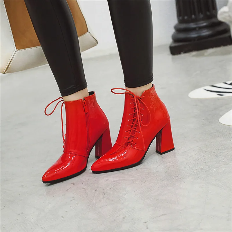ESRFIYFE 2020 New Large Size Women Boots Fashion Pointed Toe High Heels Women's Shoes Sexy Autumn Winter Ankle Boots Female
