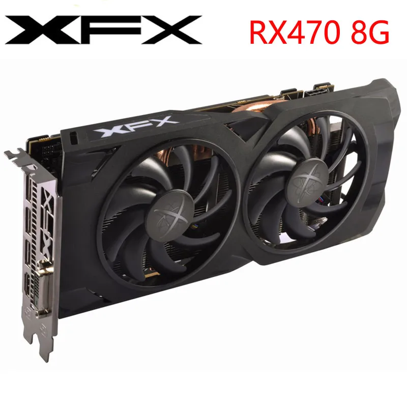 XFX видеокарта RX 470 8 Гб 256Bit GDDR5 Графика карты для AMD RX 400 серии VGA карты RX470 DisplayPort 570 580 480 HDMI б/у