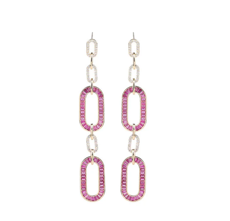 

New Fashion Geometry Square Cubic Zirconia Crystal Long Dangle Drop Earrings Jewelry LYC022