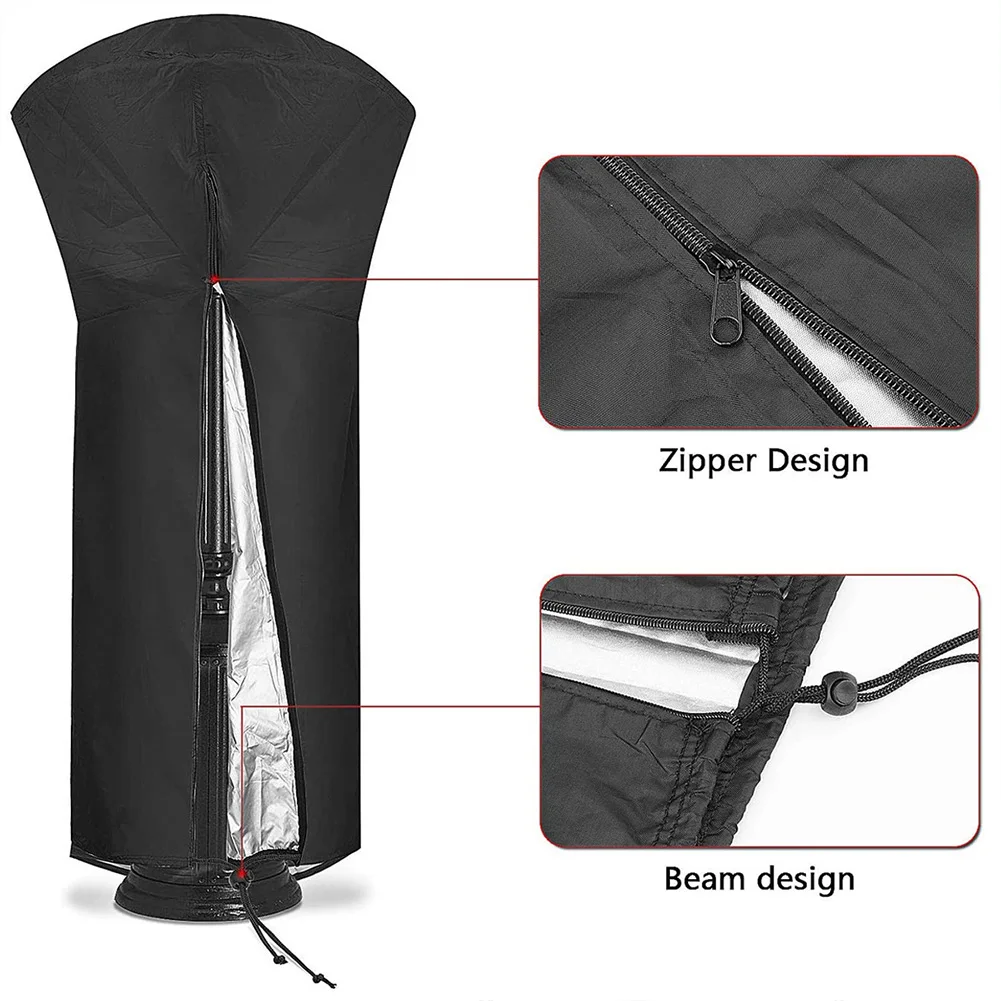 Patio Furniture Cover Garden Heater Cover Waterproof Courtyard Patio Heater Cover Gas Pyramid Standup Outdoor Furniture Protector Zipper