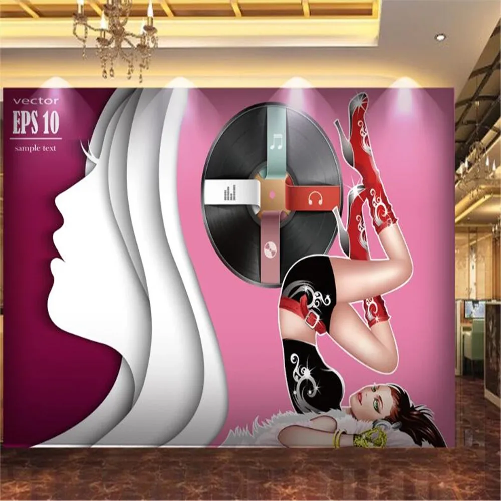 

milofi custom large wallpaper mural 3D bar KTV nightclub sexy beauty music tooling background wall