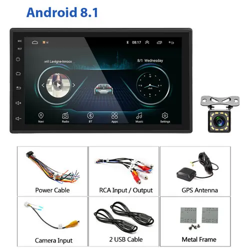 Camecho 2din " Android 8,1 Автомобильный мультимедийный плеер gps WiFi стерео для Volkswagen Nissan Toyota hyundai Polo 2 Din Авторадио - Цвет: With 12 LED Camera