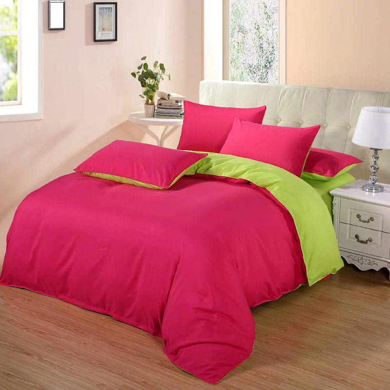 

Classic Simple Bedding Set 7 Size Grey Blue Pink Solid Bed Linen 4pcs/set Duvet Cover Sets Bed Sheet Ab Side Home Textile 2019