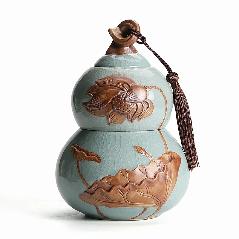 Blue(Big size) TANGPIN керамические чайные добавки тыква фарфоровые банки для хранения чайной заварки Китайский кунг-фу чай аксессуары для хранения чая или еды - Цвет: Blue(Big size)