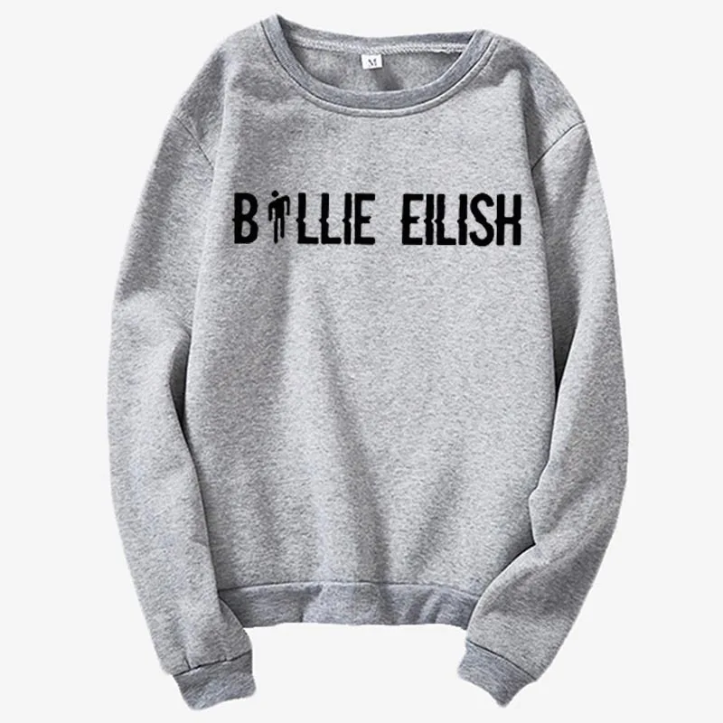 Sweatshirt gray Billie Eilish, модные толстовки с принтом, с длинным рукавом, с капюшоном,,, повседневные, трендовые, Харадзюку, уличные, хип-хоп толстовки - Цвет: Sweatshirt gray