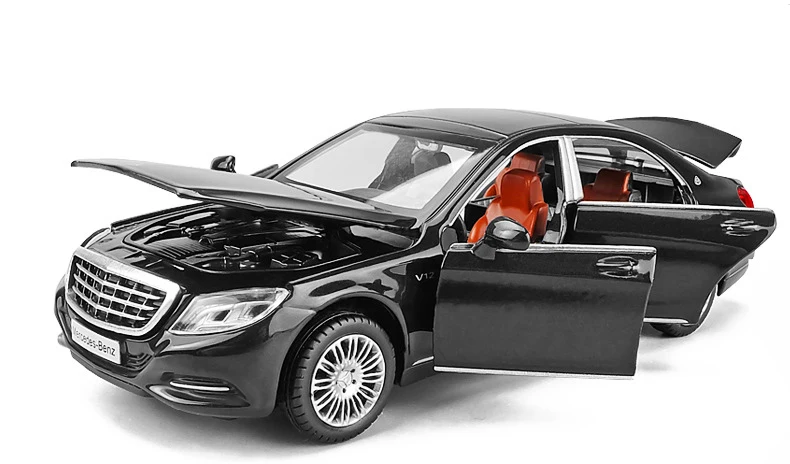 1/32 Maybach S600 литые под давлением металлические модели автомобилей, игрушечный автомобиль с имитацией, светильник с музыкой, 6 дверей, можно открыть, подарки для детей