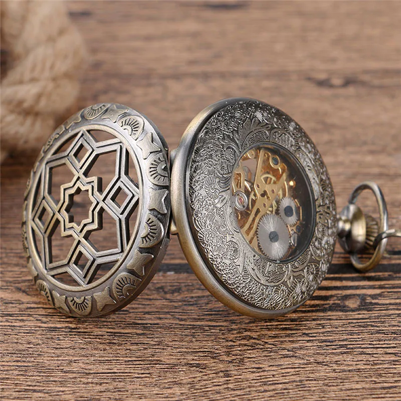 Antique Pocket Watch Retro Handwind Mechanical Watches for Men Women Roman Number Dial with Pendant Chain Clock Reloj Gift
