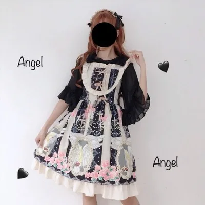 slip dress5 Женское платье в японском стиле Харадзюку, Ретро стиль, 2 предмета, женское платье в стиле Лолиты, милый кавайный рождественский подарок, вечерние женские платья для косплея - Цвет: slip dress5
