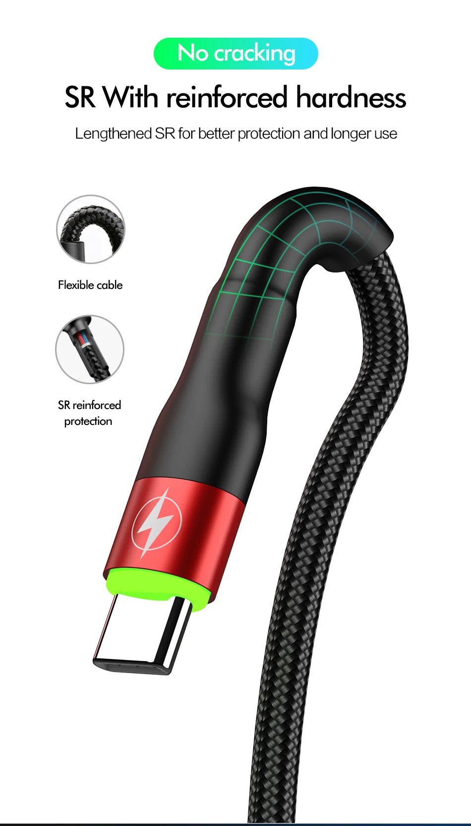 ROCK type C 5A светодиодный светильник usb type C кабель USBC Быстрая зарядка QC 4,0 зарядное устройство type-c светильник ing кабель для samsung S10 S9 Xiaomi 9 8