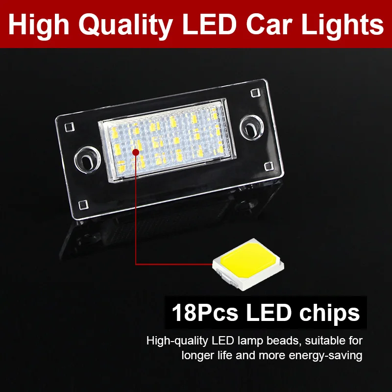 Plaque D'immatriculation LED Pour Audi A3 A4 S4 RS4 – 18 SMD Blanc 6500K – Sans Erreur Canbus – IP67 - 6