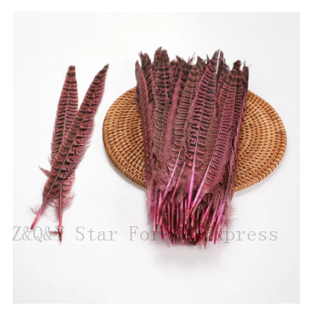 

Natural 25--30CM (10-12 inches) hen tail feathers dyed purple 50-100 DIY craft jewelry show mask accessories feathers