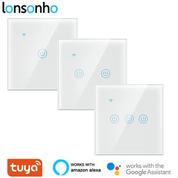 

Lonsonho WiFi+RF Smart Switch EU 220V Wall Touch Switches No Neutral Tuya Smart Life Remote Control Compatible Alexa Google Home