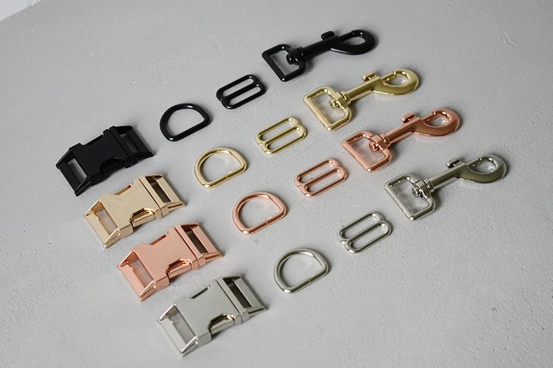 20 sets Wholesale metal release buckle 25mm snap hook D rings for knapsack dog pet collar leash sliders strap adjusters buckles