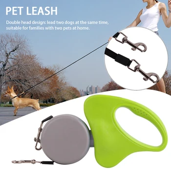 

Dual Heads Non Slip Pet Walking Dog Leash Accessories Pulling Training Rotatable 3 Meter Auto Retractable Strap Lead Outdoor