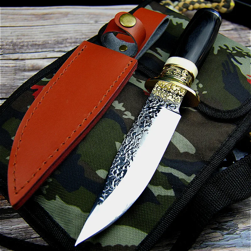 Германия DC53 Стальной Охотничий нож ковка зеркало свет острый боевой прямой нож коллекция обрядовой нож+ кожаные чехлы