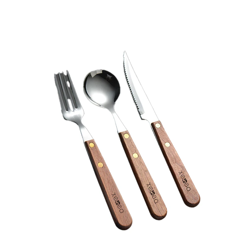 naakt Microcomputer helikopter Wooden Tableware Gift Set Stainless Steel Utensils For Kitchen Fork Spoons  Set Dinnerware Sets Camping Fork Spoon Cutlery Knife - Dinnerware Sets -  AliExpress