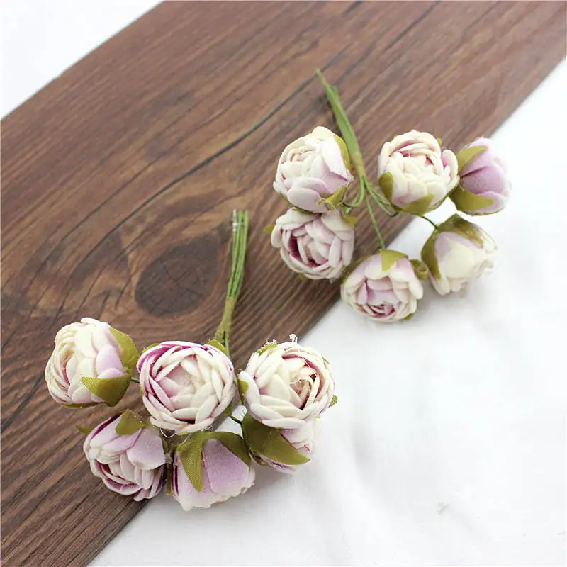 6 шт. новая модель ручной diy маленькая Роза Бутон мини искусственный цветок из упаковочного материала свадебные декорации цветок принцесса Роза Бутон - Цвет: purple