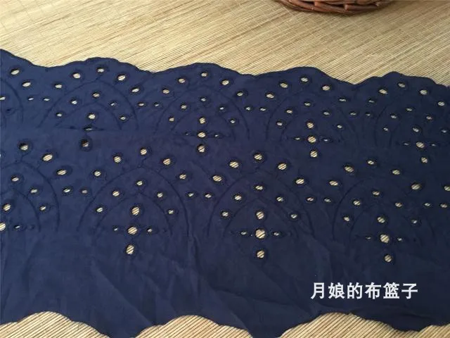 Dark blue cotton embroidered lace DIY handmade patchwork fabric 28cm | Дом и сад