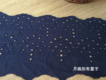 

Dark blue cotton embroidered lace DIY handmade patchwork lace cotton lace fabric 28cm